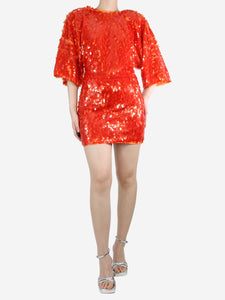 Rotate Orange open-back sequin mini dress - size UK 12