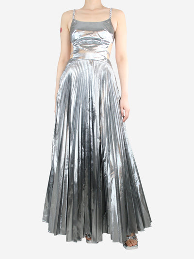 Silver sleeveless cutout pleated dress - size UK 8 Dresses Christopher Kane 
