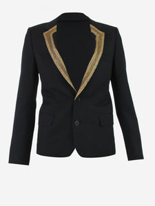Saint Laurent Black buttoned blazer with metal embroidery - size FR 34