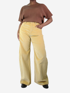 Marni Yellow wide-leg corduroy trousers - size UK 10
