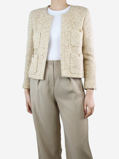 Beige tweed jacket - size UK 10