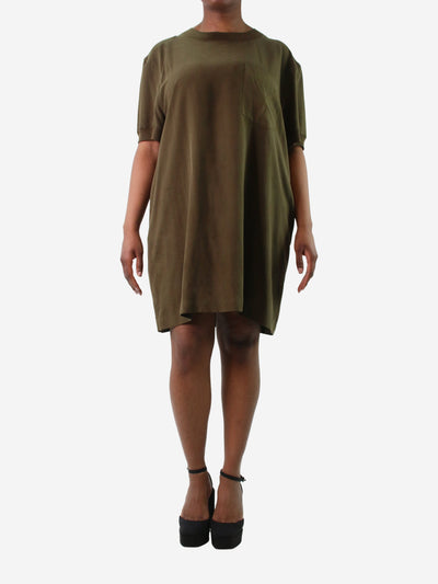 Khaki short-sleeved pocket dress - size UK 14 Dresses Margaret Howell 