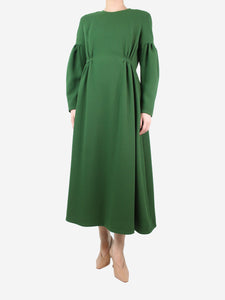 Emilia Wickstead Green gathered crepe dress - size UK 12