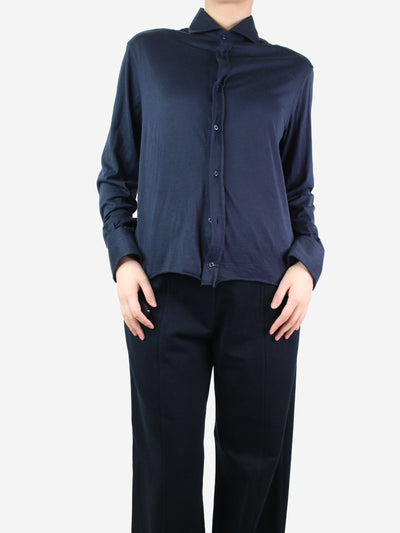 Blue button-up silk-blend shirt - size UK 16 Tops Brunello Cucinelli 