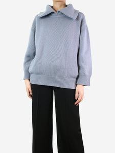 Johnstons of Elgin Blue collared cashmere jumper - size S