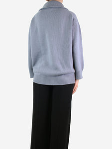 Johnstons of Elgin Blue collared cashmere jumper - size S