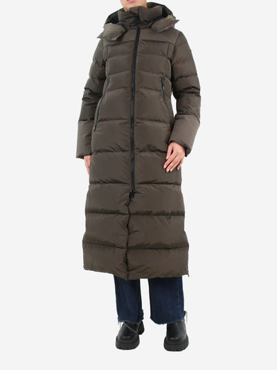 Khaki hooded puffer long coat - size UK 8 Coats & Jackets Goldbergh 