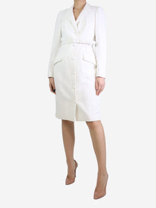 Badgley Mischka White belted longline blazer dress- size UK 10