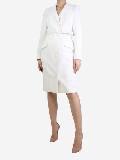 White belted longline blazer dress- size UK 10 Dresses Badgley Mischka 