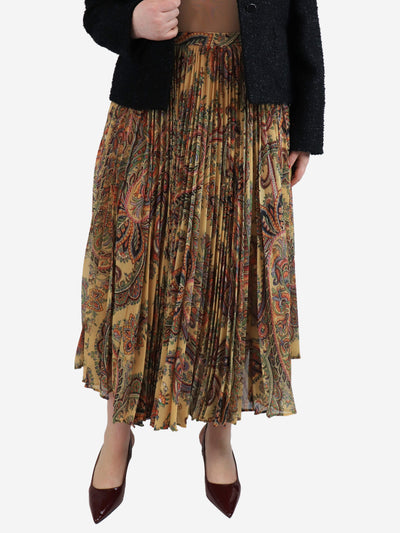 Neutral paisley pleated midi skirt - size UK 12 Skirts Etro