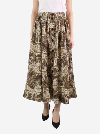 Brown animal print midi skirt - size UK 12 Skirts Ganni 