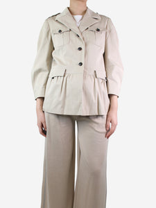 Miu Miu Cream button-up peplum jacket - size UK 12