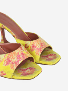 Amina Muaddi Yellow floral patterned sandal heels - size EU 40