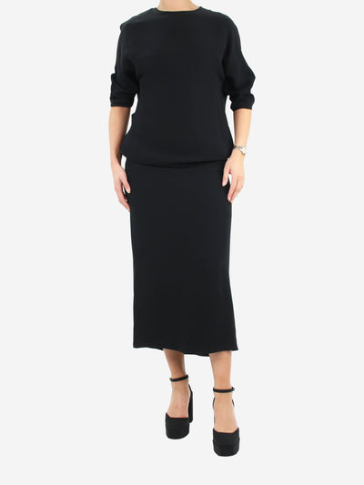Black silk short-sleeved midi dress - size UK 10 Dresses Valentino 