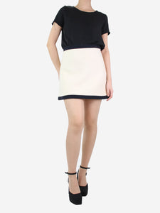 Miu Miu Cream contrast-trimmed mini skirt - size UK 10