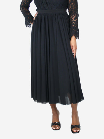 Black elasticated waist pleated midi skirt - size UK 14 Skirts Jil Sander 