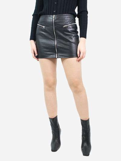 Black leather zipped mini skirt - size M Skirts The Kooples 