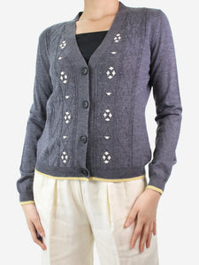 Miu Miu Grey embroidered wool cardigan - size UK 12