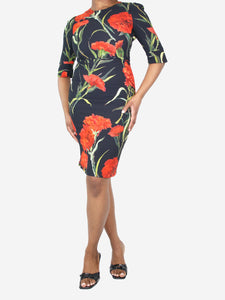 Dolce & Gabbana Black floral printed midi dress - size UK 12