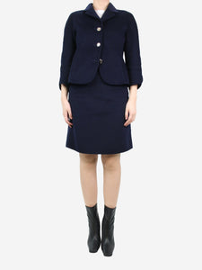 Max Mara Studio Navy blue cropped jacket and skirt set - size UK 10
