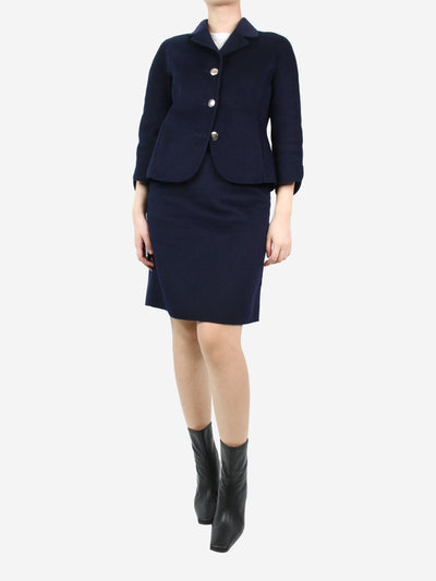 Navy blue cropped wool-blend jacket and skirt set - size UK 10 Sets Max Mara Studio 
