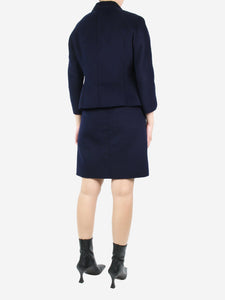Max Mara Studio Navy blue cropped jacket and skirt set - size UK 10
