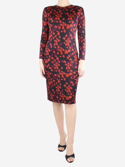 Black floral-printed fitted midi dress - size UK 12 Dresses Givenchy 
