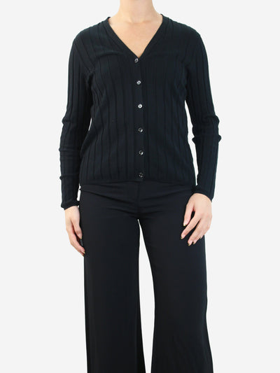 Black ribbed cotton and silk-blend cardigan - size L Tops Allude 