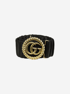 Gucci Black rouched GG emblem belt