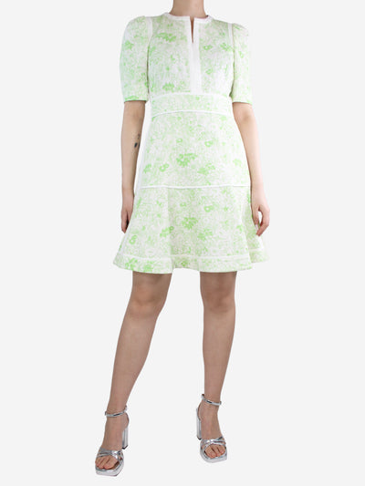 Green and cream floral printed dress - size UK 8 Dresses ME+EM 
