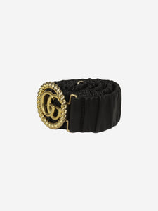 Gucci Black rouched GG emblem belt