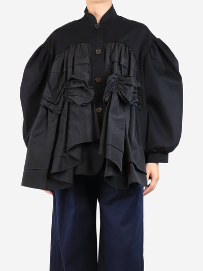 Black taffeta-front puff-sleeved jacket - size UK 10 Coats & Jackets Simone Rocha