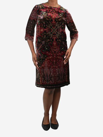 Burgundy floral printed velvet dress - size IT 44 Dresses Etro