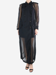 Comme Des Garçons Black double-breasted sheer trench coat - size L