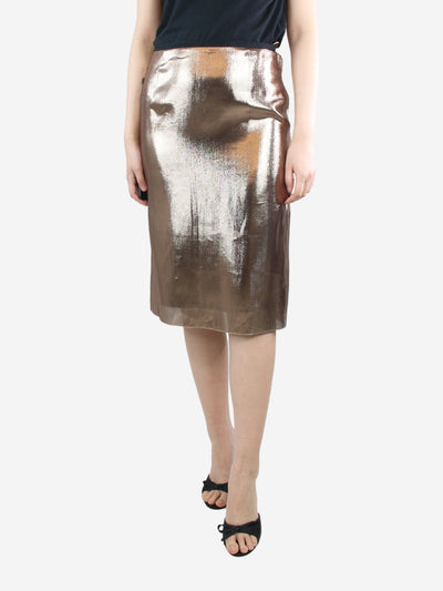 Gold metallic silk-blend midi skirt - size UK 10 Skirts Lanvin 