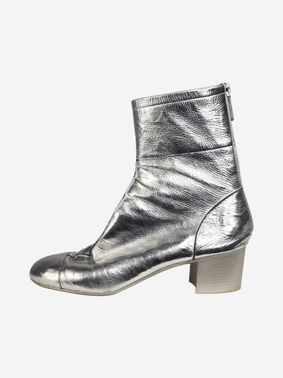 Silver boots with back zip - size EU 41.5 Boots Chanel 