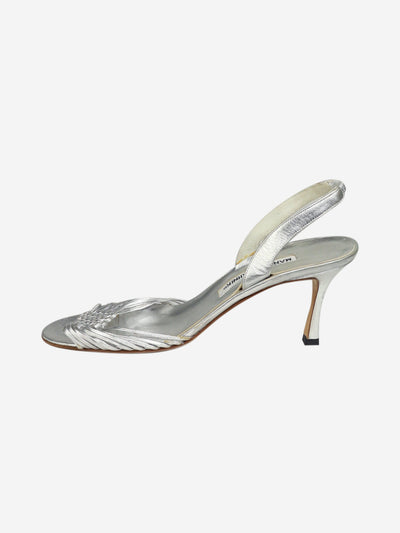 Silver slingback sandal heels - size EU 38.5