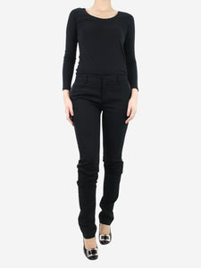 Saint Laurent Black slim-fit wool trousers - size UK 10
