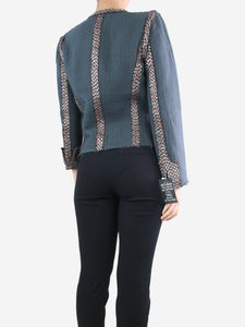 Isabel Marant Grey padded-shoulder lurex trim jacket - size UK 12