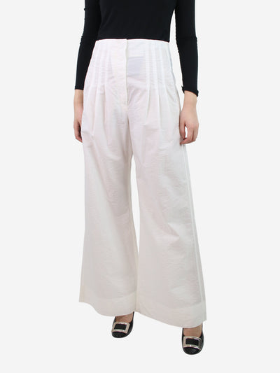 White pleated wide-leg trousers - size UK 10 Trousers Brunello Cucinelli 