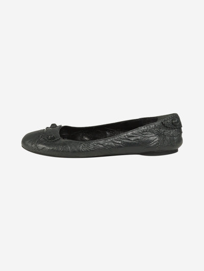 Grey crinkled leather flats - size EU 39 Flat Shoes Balenciaga 