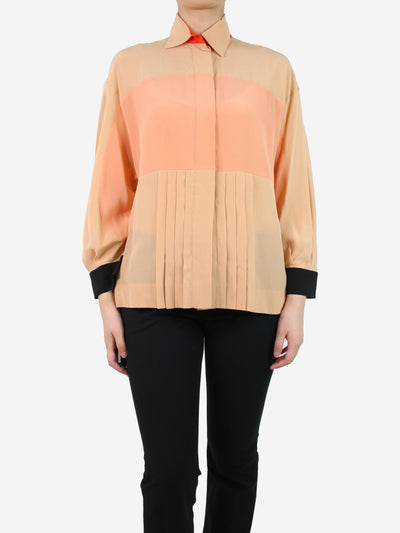 Beige colour-block pleated blouse - size UK 4 Tops Fendi 