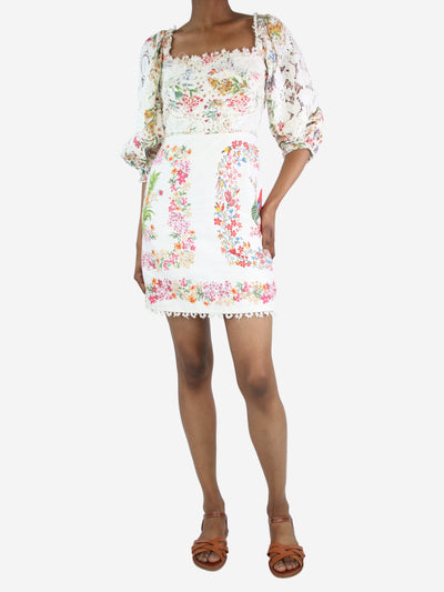 White puff-sleeved embroidered floral dress - size XS Dresses Farm Rio 
