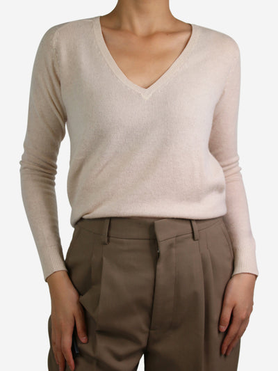 Cream V-neckline cashmere sweater - size UK 4 Knitwear Theory 
