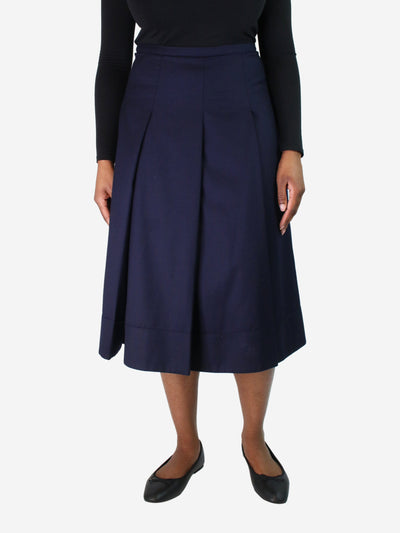 Navy pleated midi skirt - size UK 16 Skirts Connolly 