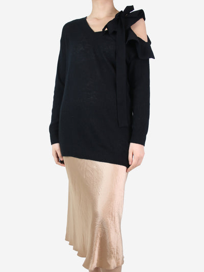 Black v-neck ruffled jumper - size S Knitwear Valentino 