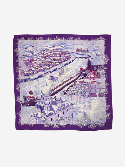 Purple silk printed scarf