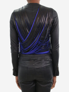 Nour Hammour Black leather fringe jacket - size FR 34