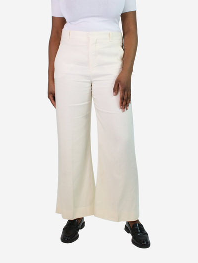 Cream straight-leg linen-blend trousers - size FR 42 Trousers Chloe 