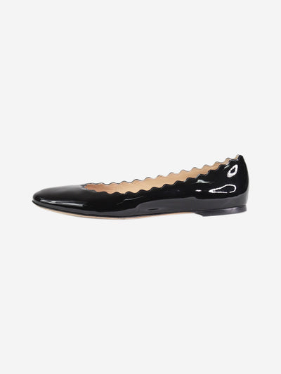 Black scallop trim patent ballet flats - size EU 39.5 Flat Shoes Chloe 